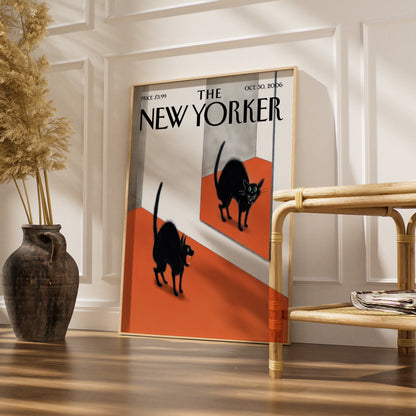 The New Yorker Halloween Black Cat Mirror Poster, October 2006 Cover Wall Art Print