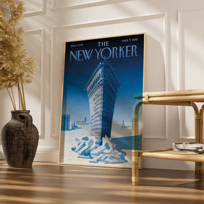 The New Yorker Poster, Flatiron Building Winter Blue NYC Wall Art Print