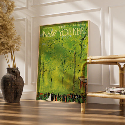 The New Yorker June 1958 Poster, Vintage Wedding Park Scene, Green Summer Wall Art