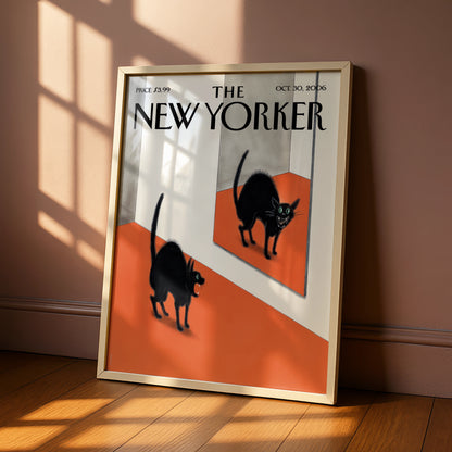 The New Yorker Halloween Black Cat Mirror Poster, October 2006 Cover Wall Art Print