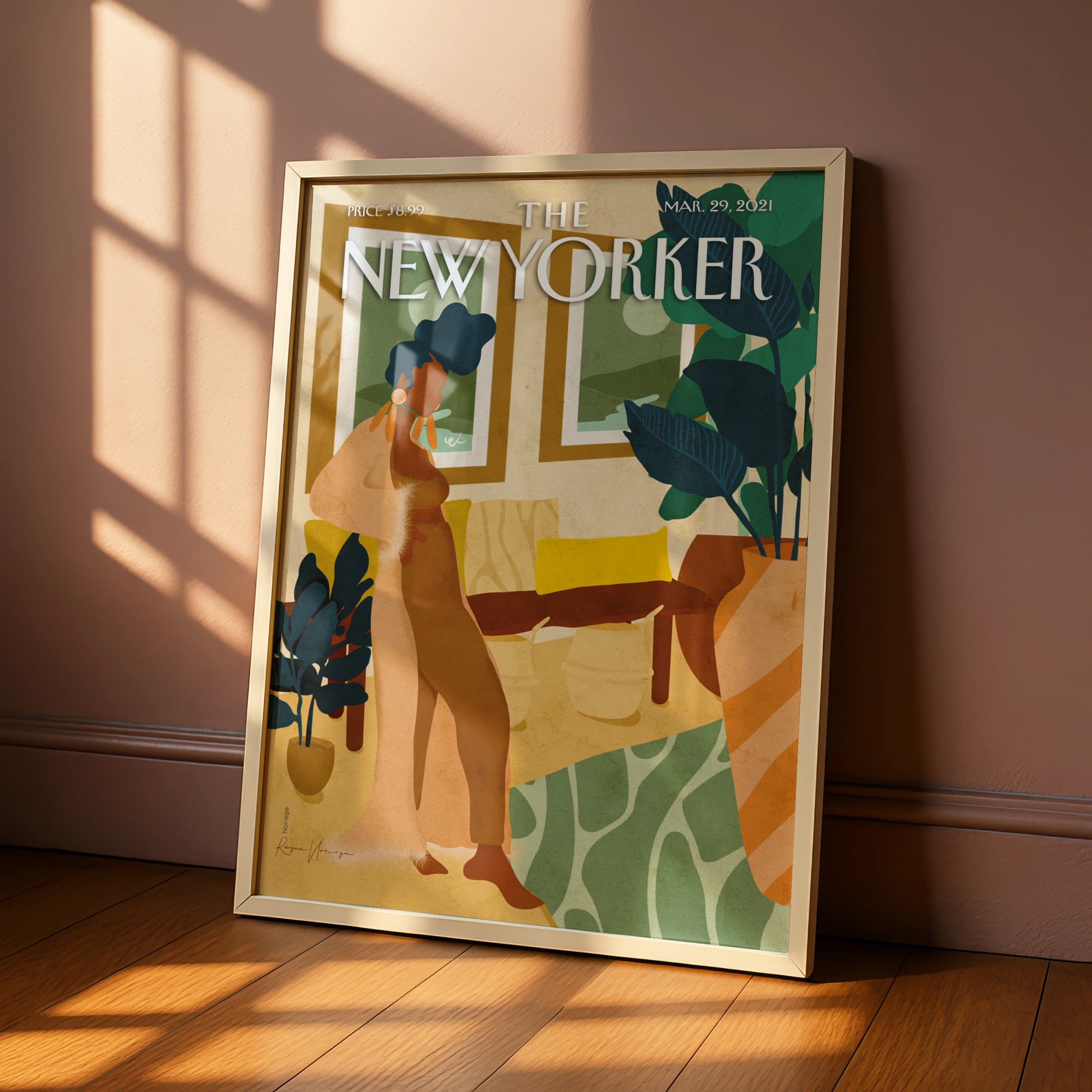 The New Yorker Poster March 2021, Woman Interior Art Print, Boho Wall Decor