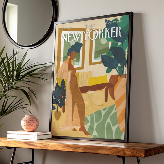 The New Yorker Poster March 2021, Woman Interior Art Print, Boho Wall Decor