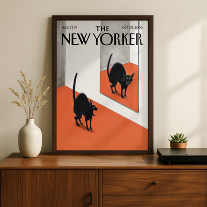 The New Yorker Halloween Black Cat Mirror Poster, October 2006 Cover Wall Art Print