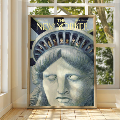The New Yorker Poster, Statue of Liberty 1954 Cover Art Print, Vintage NYC Wall Art
