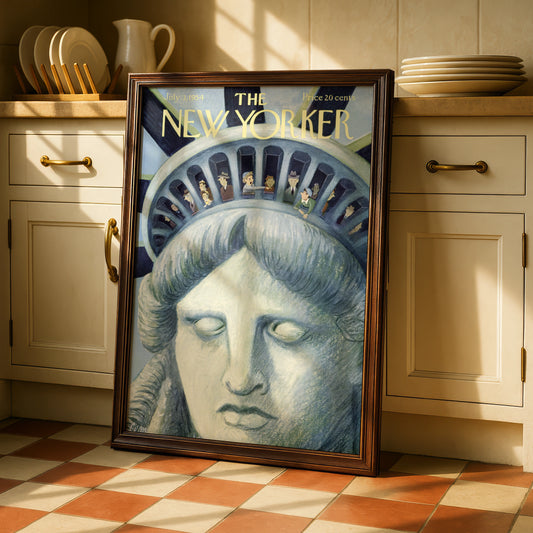 The New Yorker Poster, Statue of Liberty 1954 Cover Art Print, Vintage NYC Wall Art