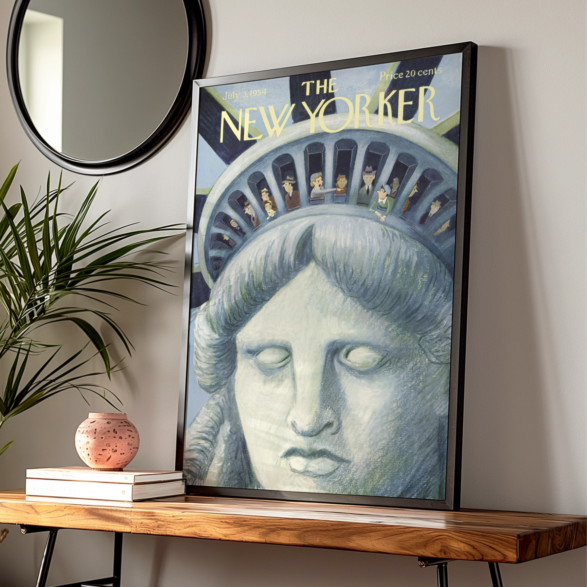 The New Yorker Poster, Statue of Liberty 1954 Cover Art Print, Vintage NYC Wall Art