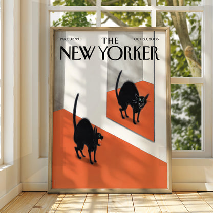 The New Yorker Halloween Black Cat Mirror Poster, October 2006 Cover Wall Art Print