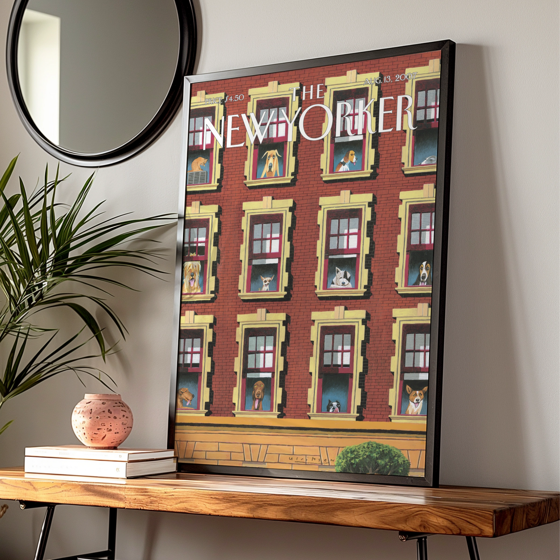 The New Yorker Dog Poster, NYC Apartment Dogs Art Print, Funny Animal Wall Art
