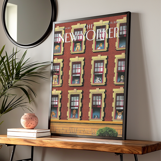 The New Yorker Dog Poster, NYC Apartment Dogs Art Print, Funny Animal Wall Art
