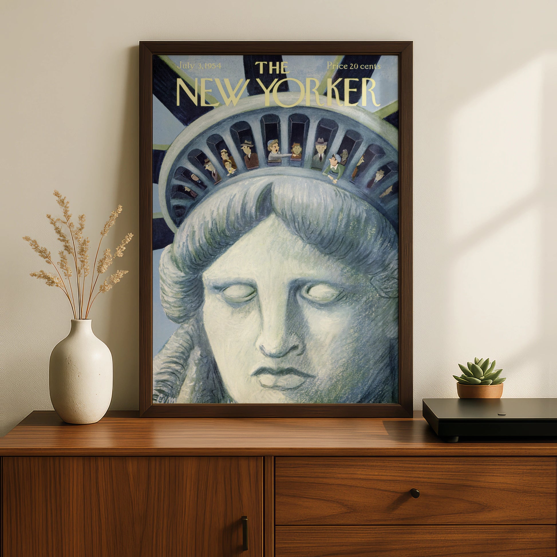 The New Yorker Poster, Statue of Liberty 1954 Cover Art Print, Vintage NYC Wall Art
