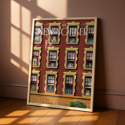 The New Yorker Dog Poster, NYC Apartment Dogs Art Print, Funny Animal Wall Art