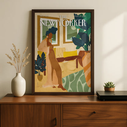 The New Yorker Poster March 2021, Woman Interior Art Print, Boho Wall Decor