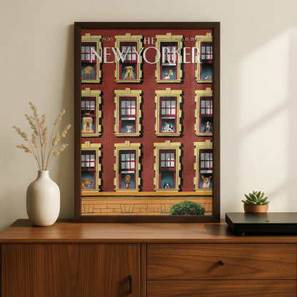 The New Yorker Dog Poster, NYC Apartment Dogs Art Print, Funny Animal Wall Art