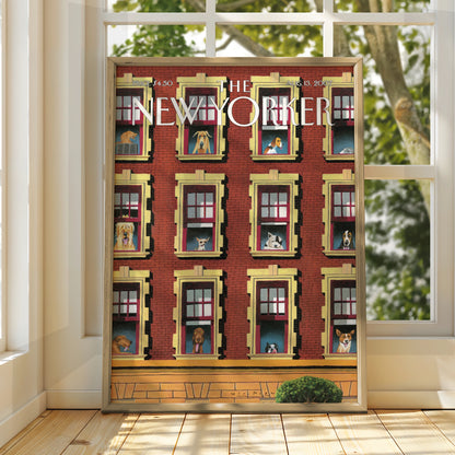 The New Yorker Dog Poster, NYC Apartment Dogs Art Print, Funny Animal Wall Art
