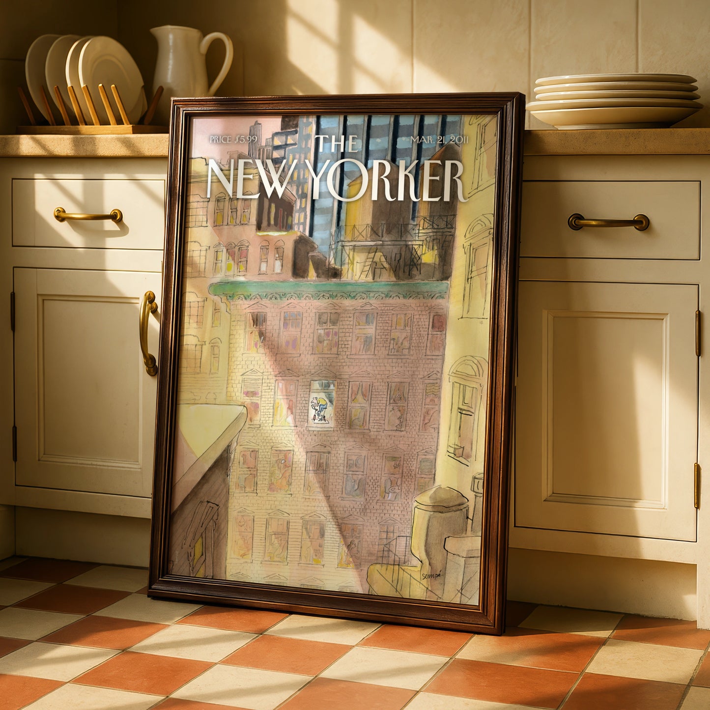 New Yorker Cover Poster, NYC Cityscape Wall Art, Sempe 2011 Illustration Print