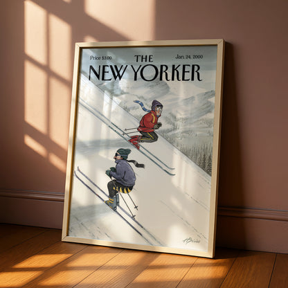 The New Yorker Ski Poster, Winter Mountain Cover Art Print, January 2000 Wall Art