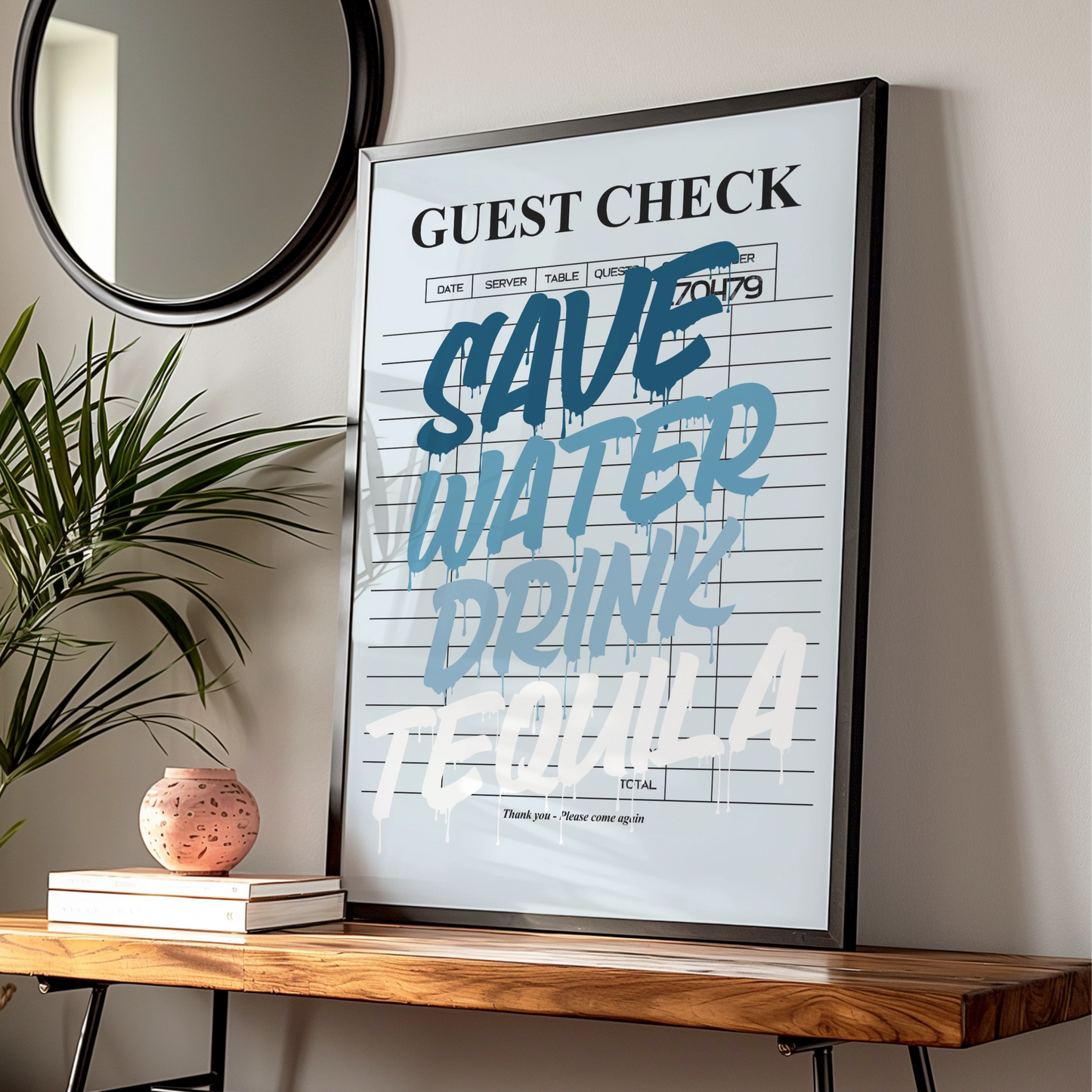 Save Water Drink Tequila Poster, Maximalist Bar Wall Art, Funny Quote Print, A1