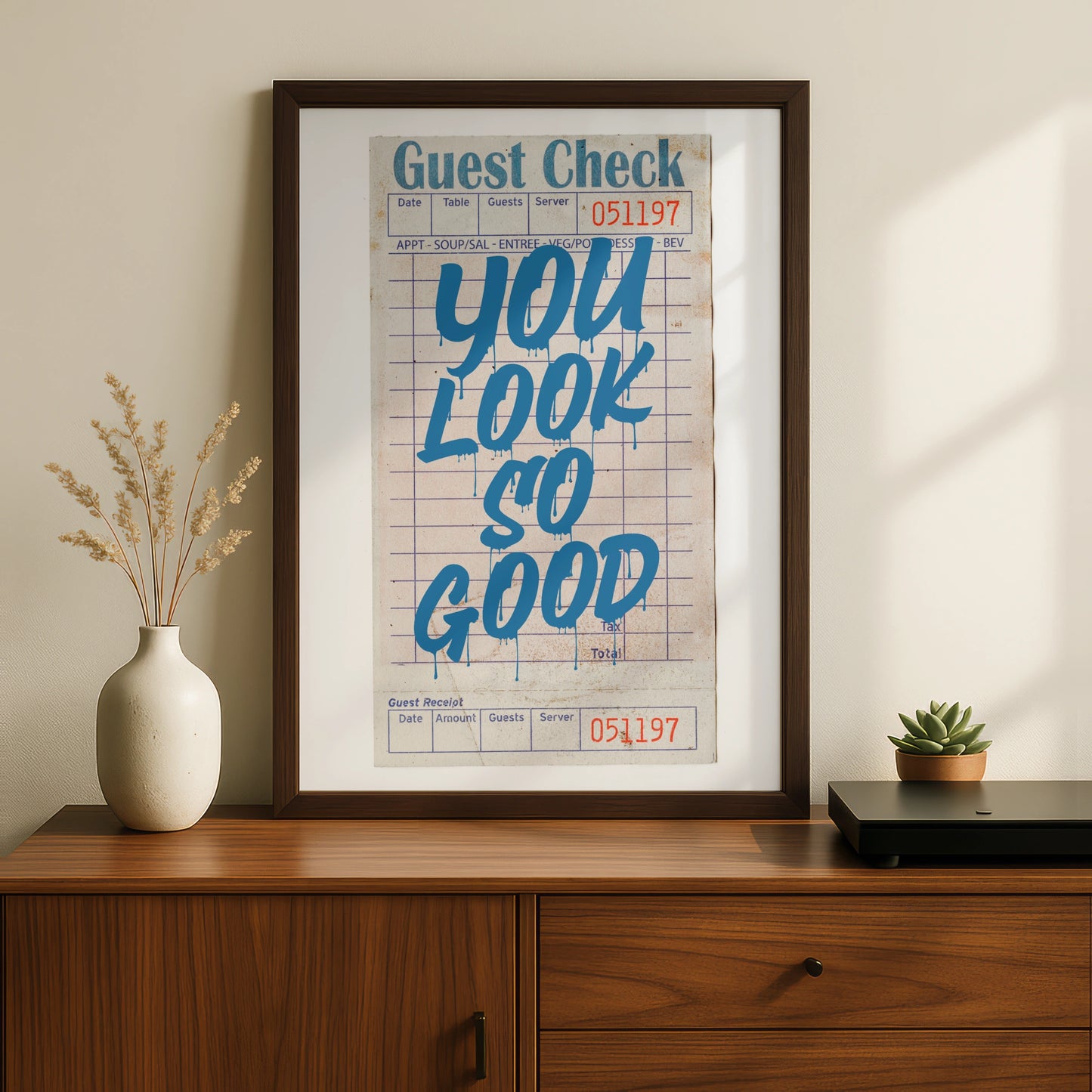 You Look So Good Quote Poster, Maximalist Typography Wall Art, Retro Diner Print, A1