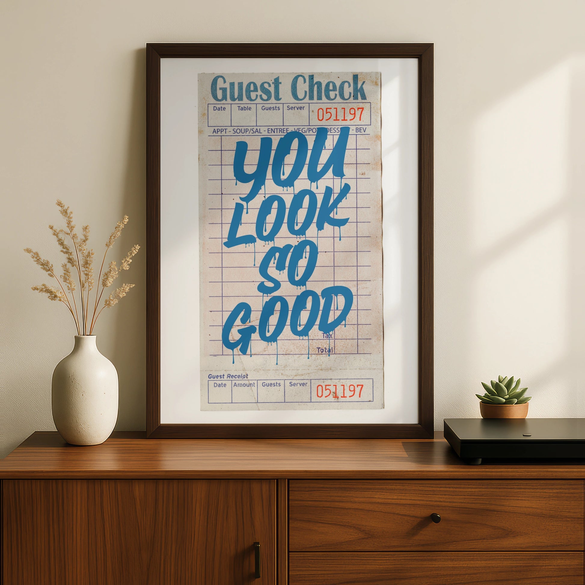 You Look So Good Quote Poster, Maximalist Typography Wall Art, Retro Diner Print, A1