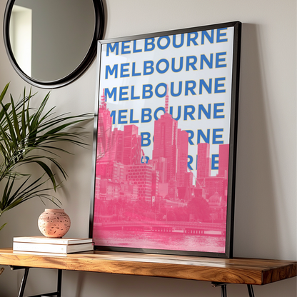 Melbourne Travel Poster, Australia City Wall Art, Retro Skyline Print, Bold Typography