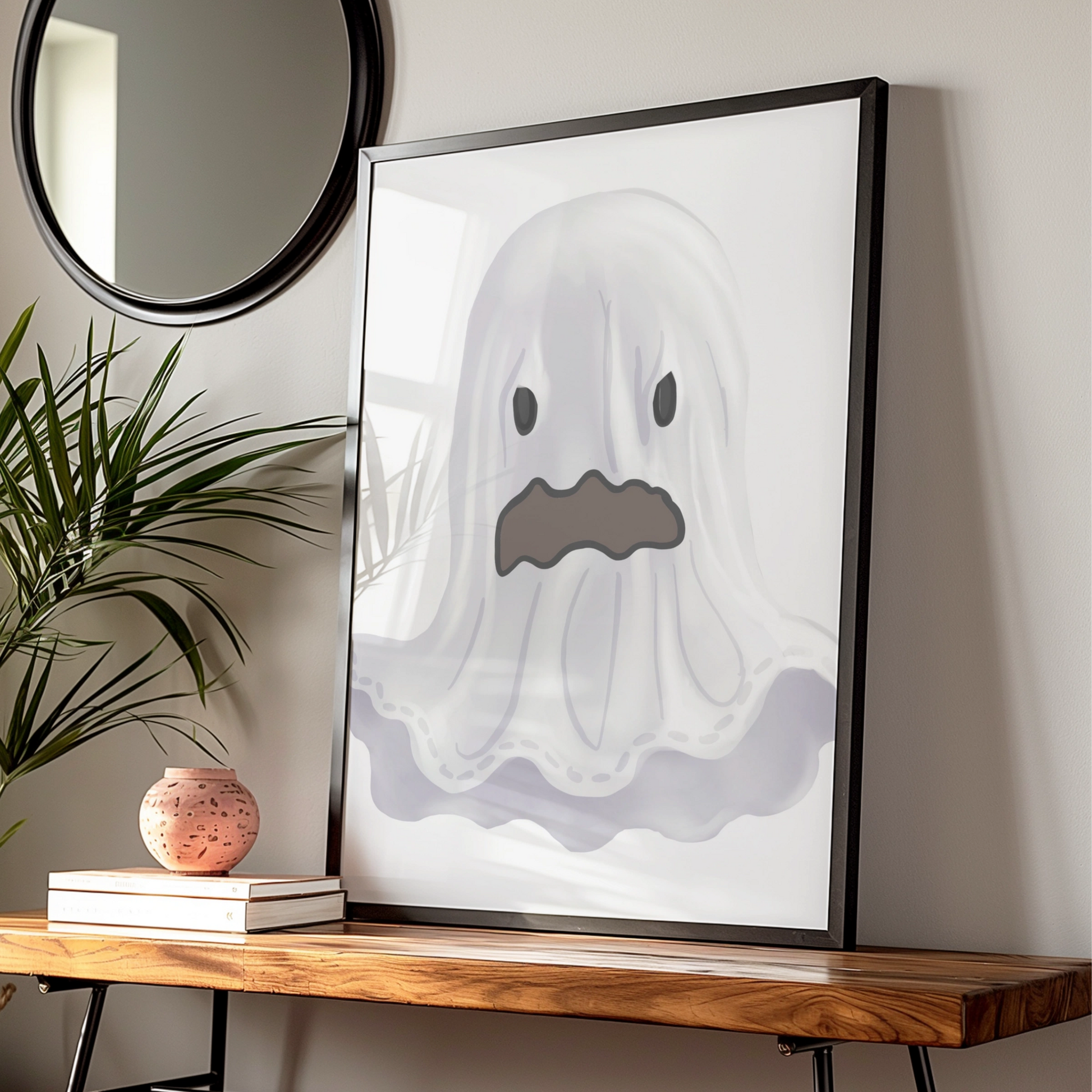 Halloween Ghost Poster, Spooky Ghost Wall Art, Cute Ghost Print, Halloween Decor