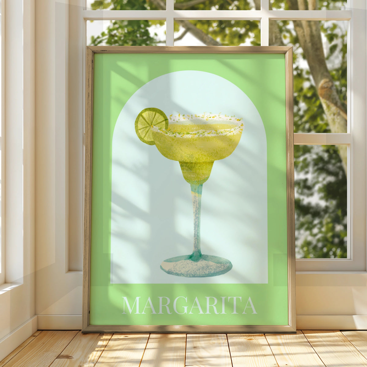 Margarita Cocktail Maximalist Poster, Green Bar Cart Wall Art, Drinks Print