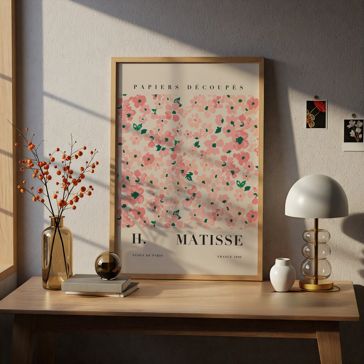 Pink Green Cut Paper Floral Wall Art Print, Colourful Modernist Poster – product image 5