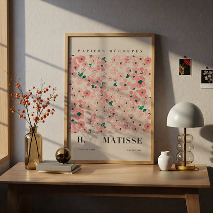 Pink Green Cut Paper Floral Wall Art Print, Colourful Modernist Poster – product image 5