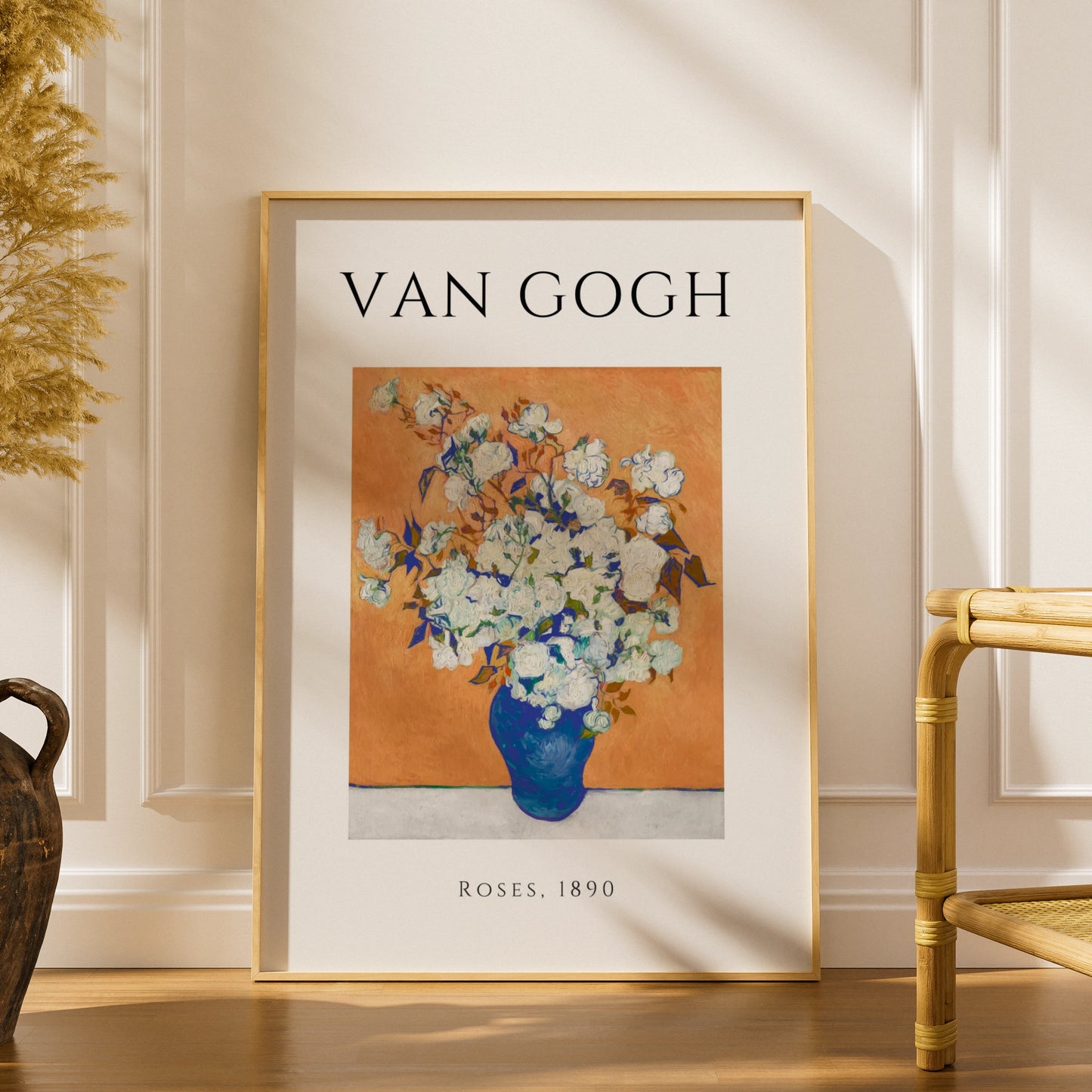 Van Gogh Roses 1890 Floral Wall Art Print | White Flowers Blue Vase Poster – product image 1