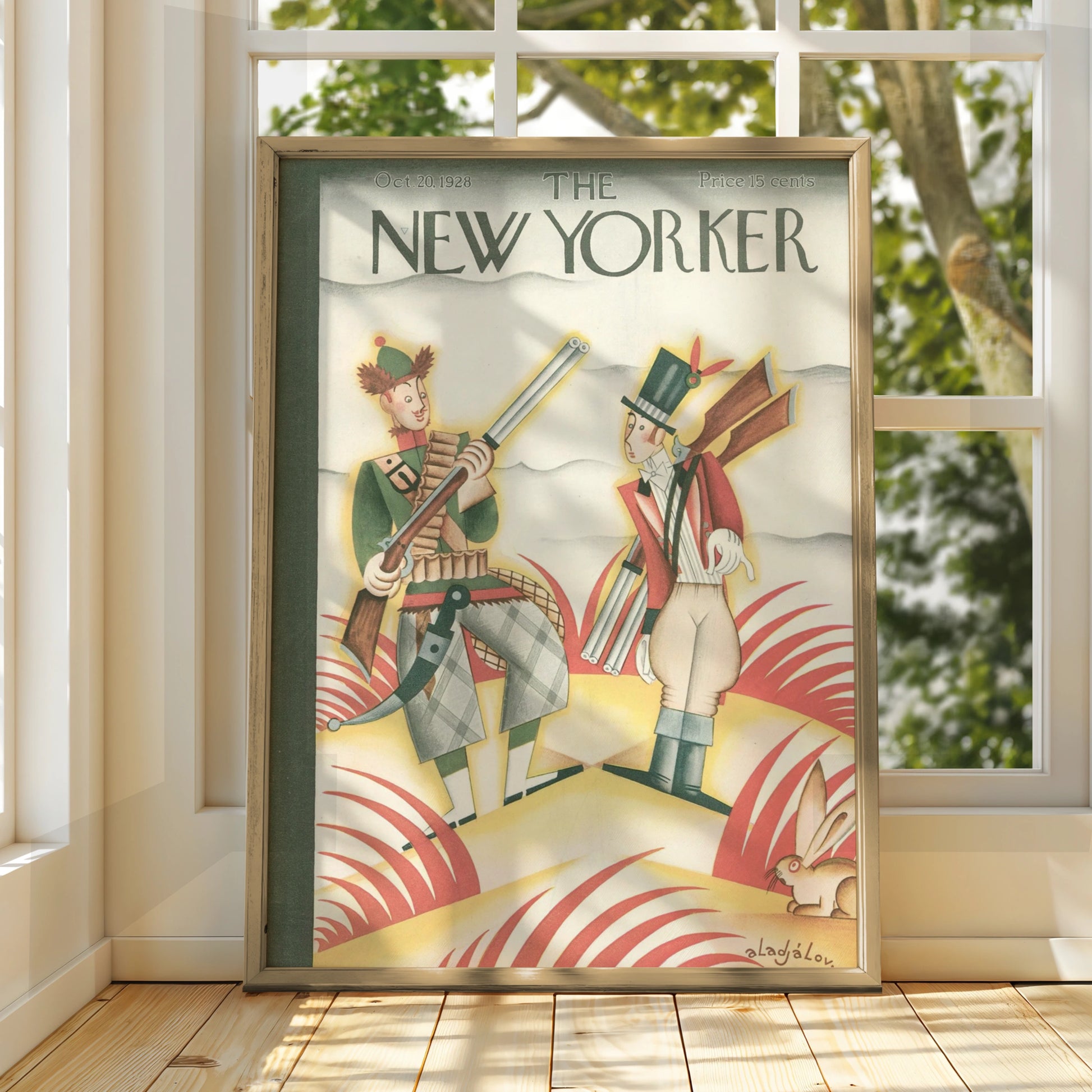 New Yorker 1928 Cover Art Poster, Vintage Hunting Scene, Art Deco Wall Print