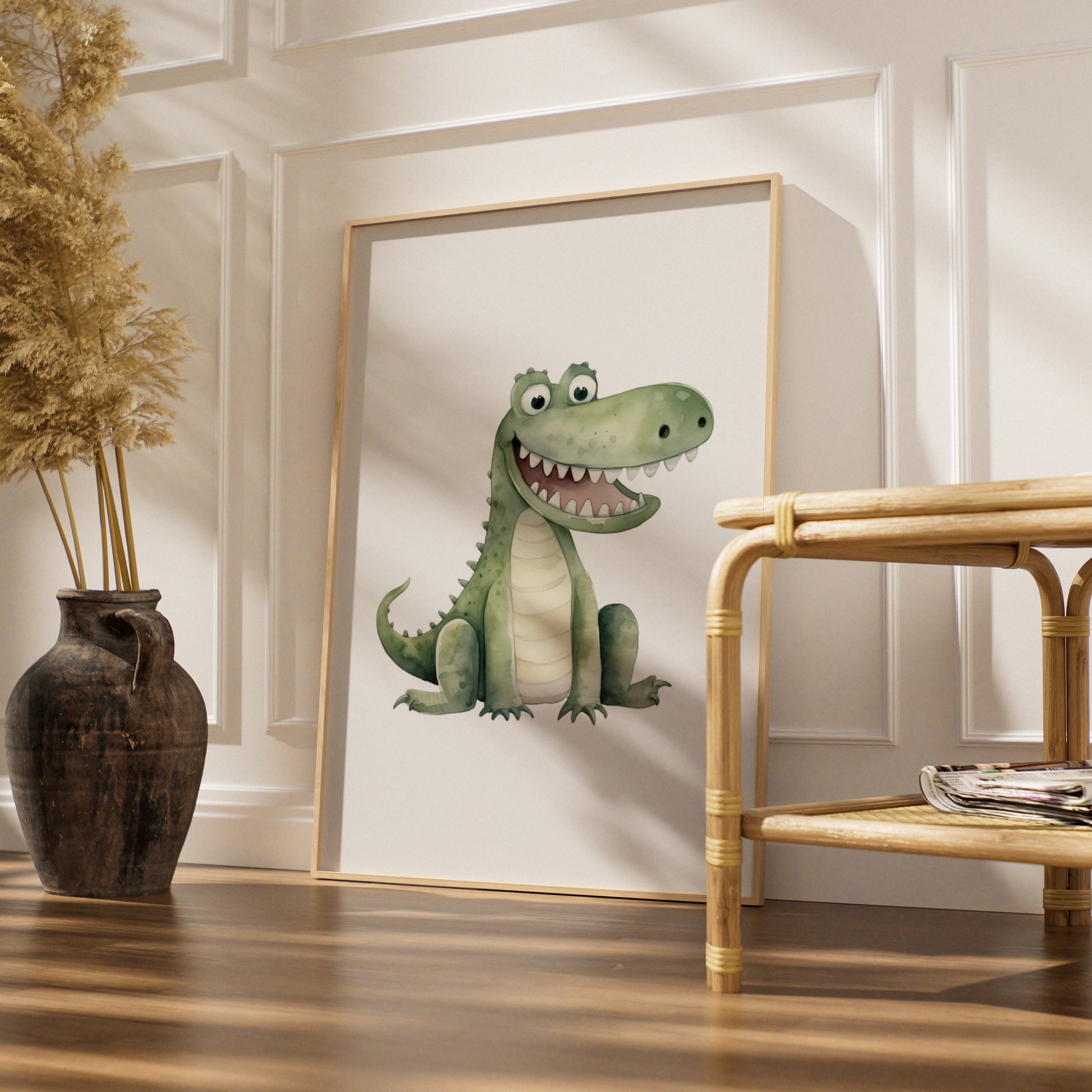 Cute Crocodile Nursery Wall Art, Watercolour Animal Poster, Kids Room Decor Print