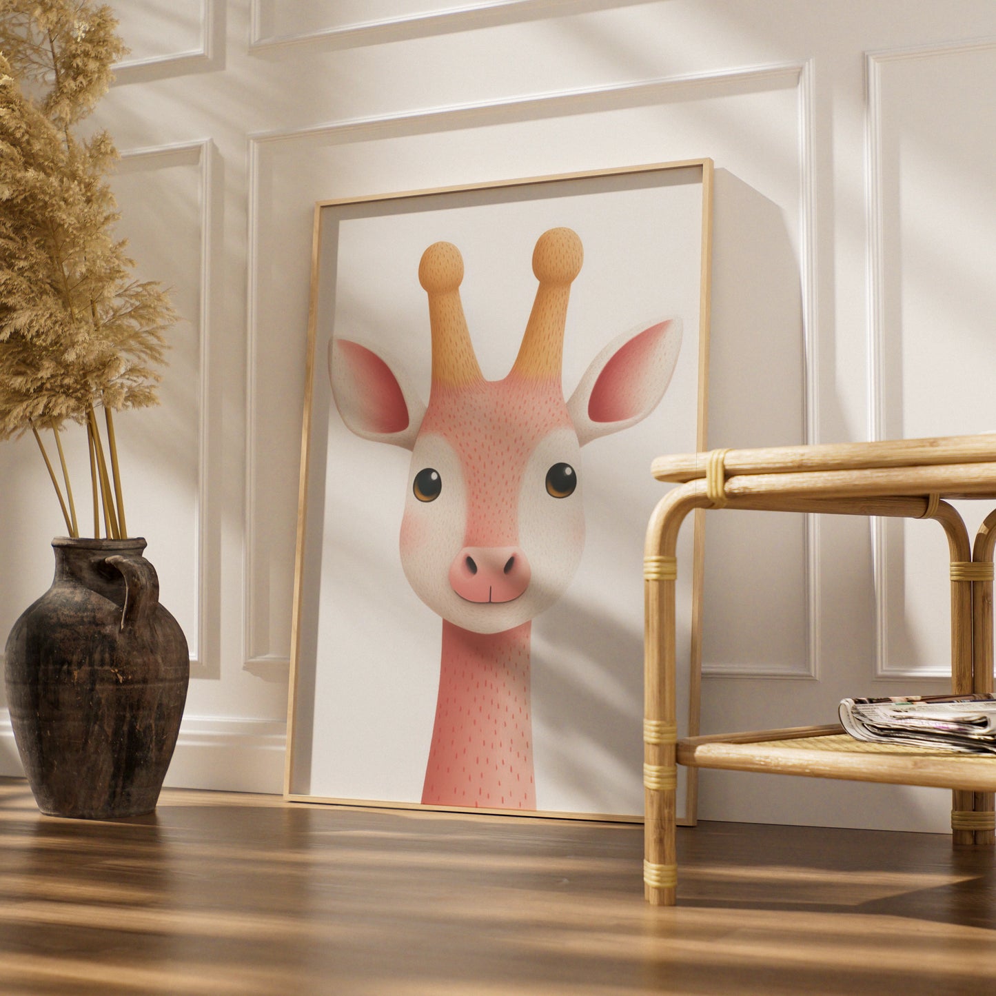 Cute Giraffe Nursery Wall Art, Pink Baby Animal Print, Kids Room Poster, Girl Nursery Decor
