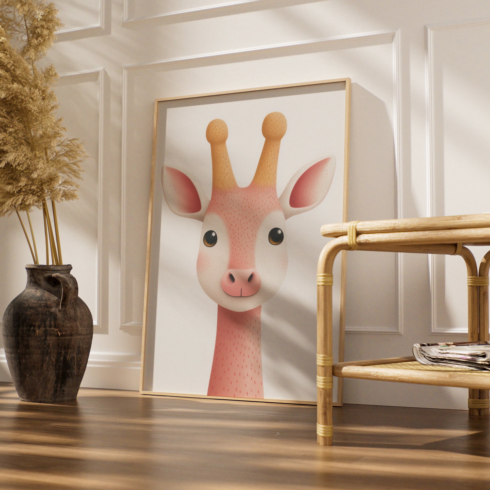 Cute Giraffe Nursery Wall Art, Pink Baby Animal Print, Kids Room Poster, Girl Nursery Decor