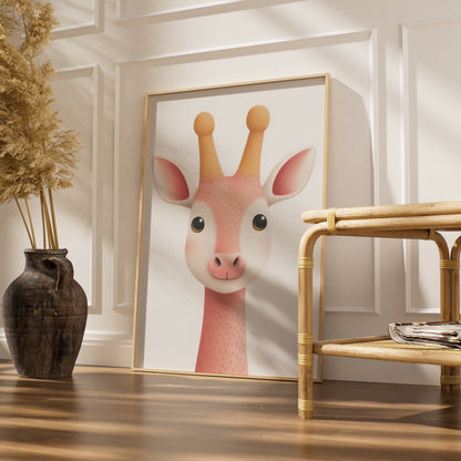 Cute Giraffe Nursery Wall Art, Pink Baby Animal Print, Kids Room Poster, Girl Nursery Decor