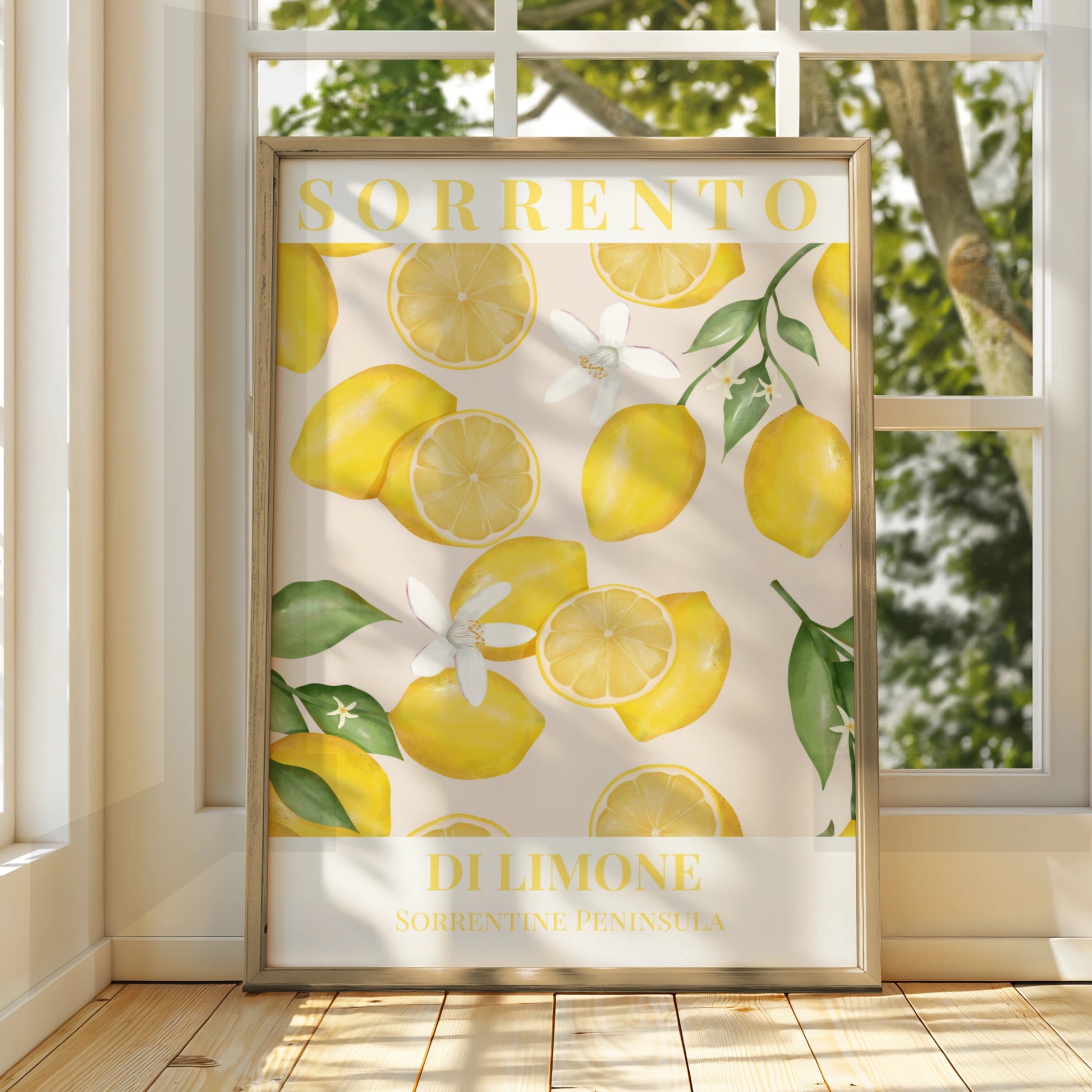 Sorrento Lemon Poster, Italian Maximalist Wall Art, Di Limone Kitchen Print, Yellow