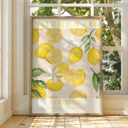 Sorrento Lemon Poster, Italian Maximalist Wall Art, Di Limone Kitchen Print, Yellow