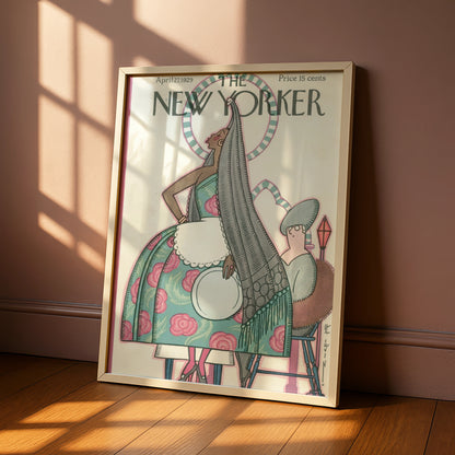 The New Yorker April 1929 Cover Poster, Rea Irvin Art Deco Maid Print, Vintage Wall Art