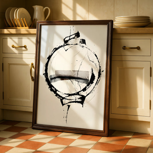 Abstract Circle Art, Monochrome Wall Art, Black and White Poster, Modern Minimalist Print