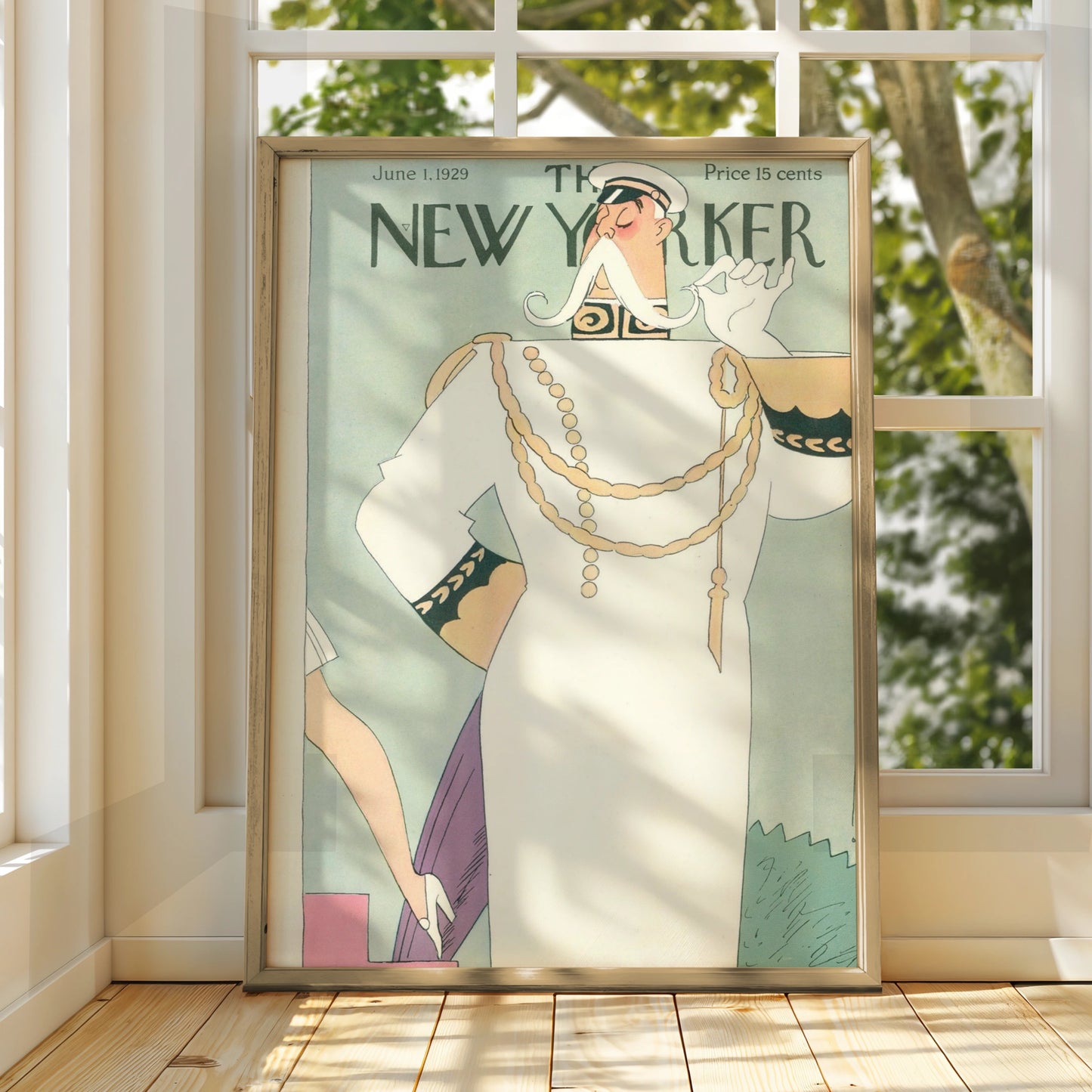 New Yorker 1929 Cover Poster, Art Deco Naval Officer, Vintage Magazine Wall Art