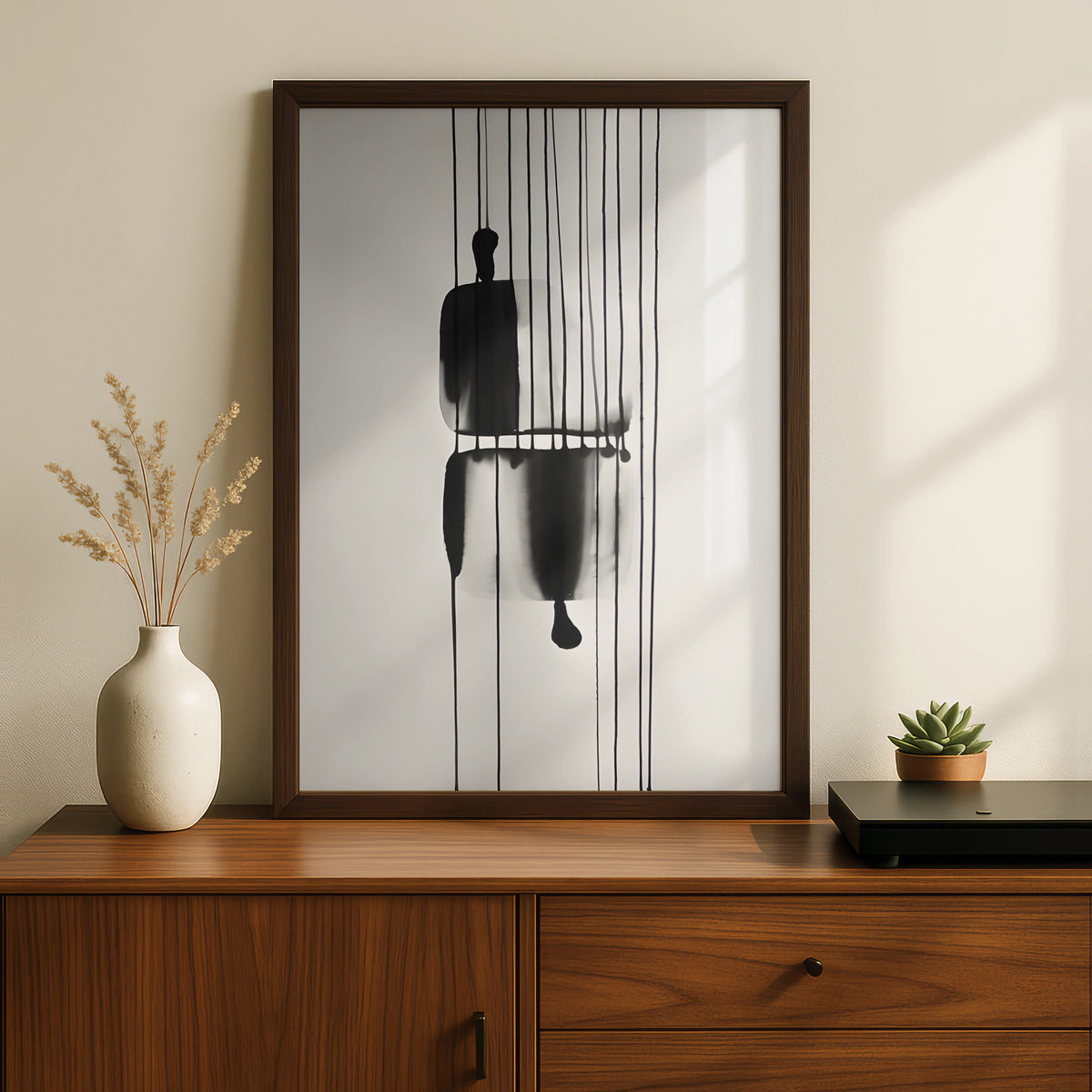 Abstract Figure Monochrome Wall Art, Black and White Poster, Minimalist Print, Modern Decor