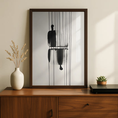 Abstract Figure Monochrome Wall Art, Black and White Poster, Minimalist Print, Modern Decor