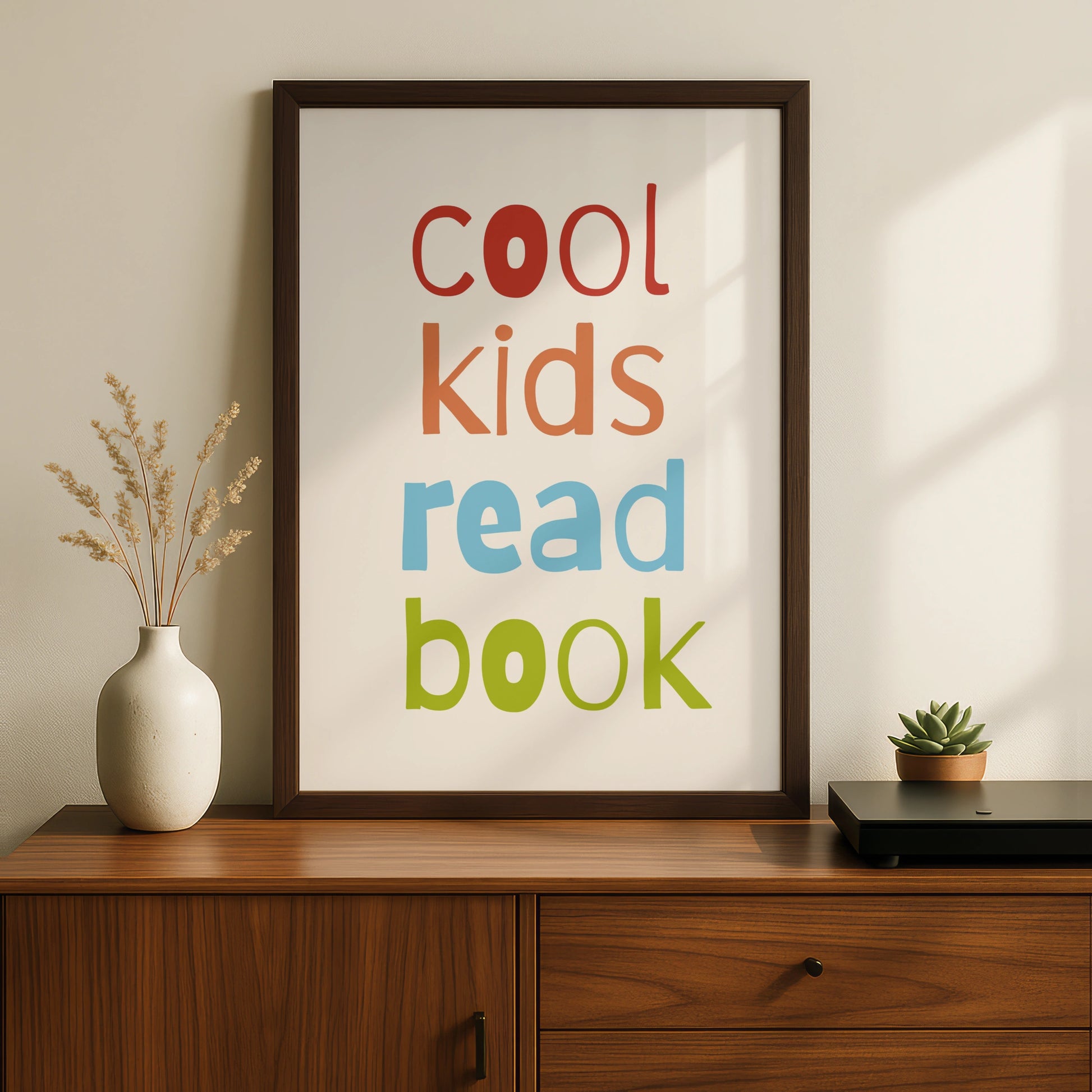 Cool Kids Read Book Nursery Wall Art, Children's Reading Poster, Colourful Kids Room Print