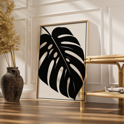 Monstera Leaf Print, Monochrome Wall Art, Black and White Botanical Poster, Minimalist Plant Decor