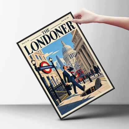 The Londoner Vintage Magazine Cover Poster, London Wall Art Print, Retro Travel Illustration