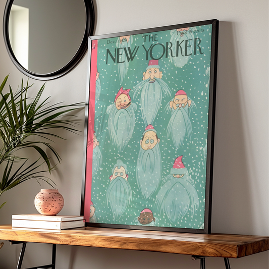 New Yorker Christmas Poster, Vintage 1926 Santa Gnome Cover Art, Holiday Wall Art Print