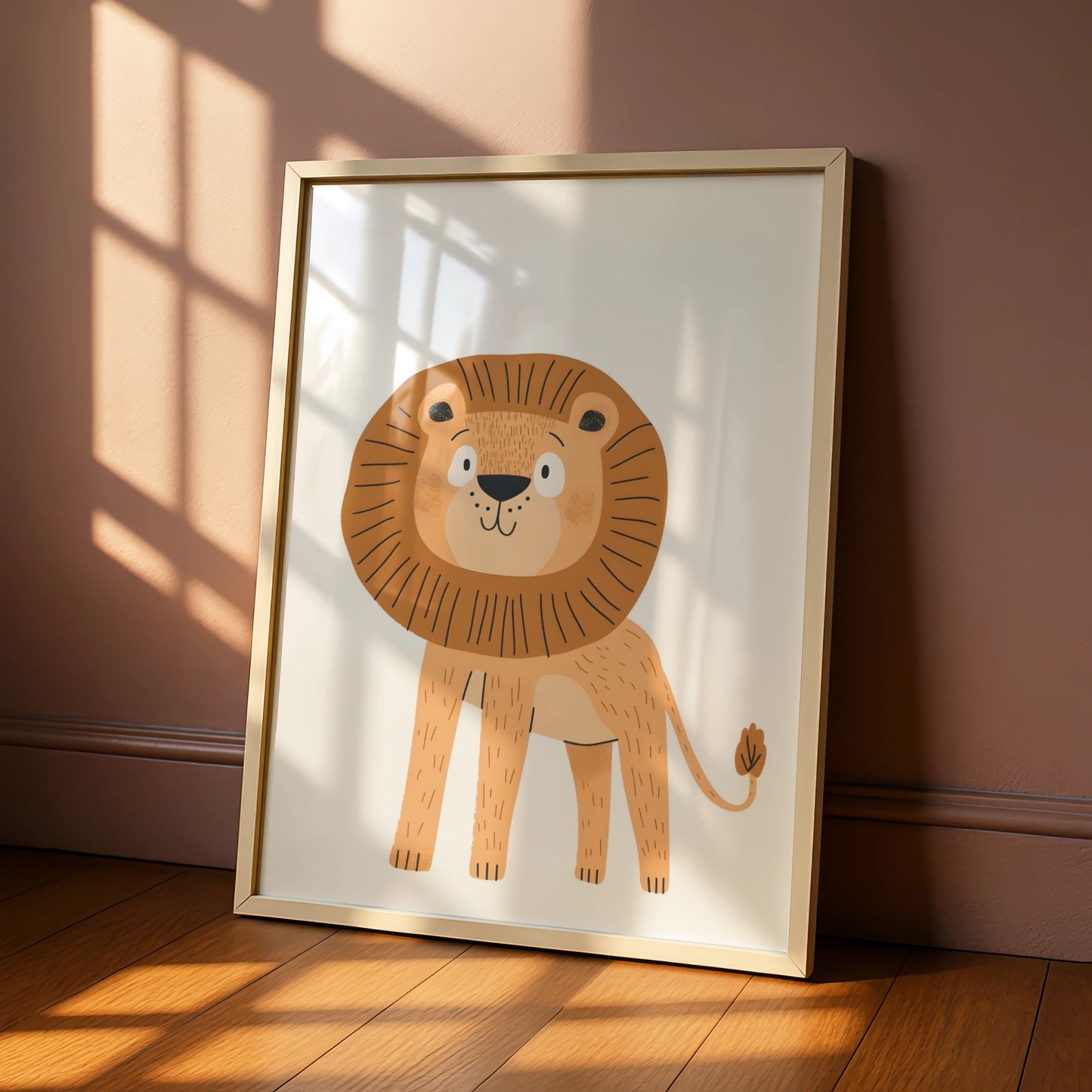Lion Nursery Wall Art, Cute Safari Animal Poster, Kids Room Decor, Baby Gift Print