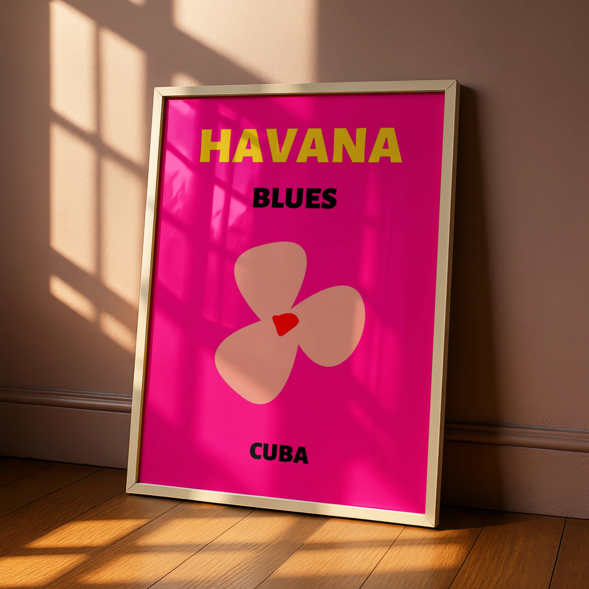 Havana Cuba Travel Poster, Retro Wall Art, Bold Floral Print, Caribbean Decor