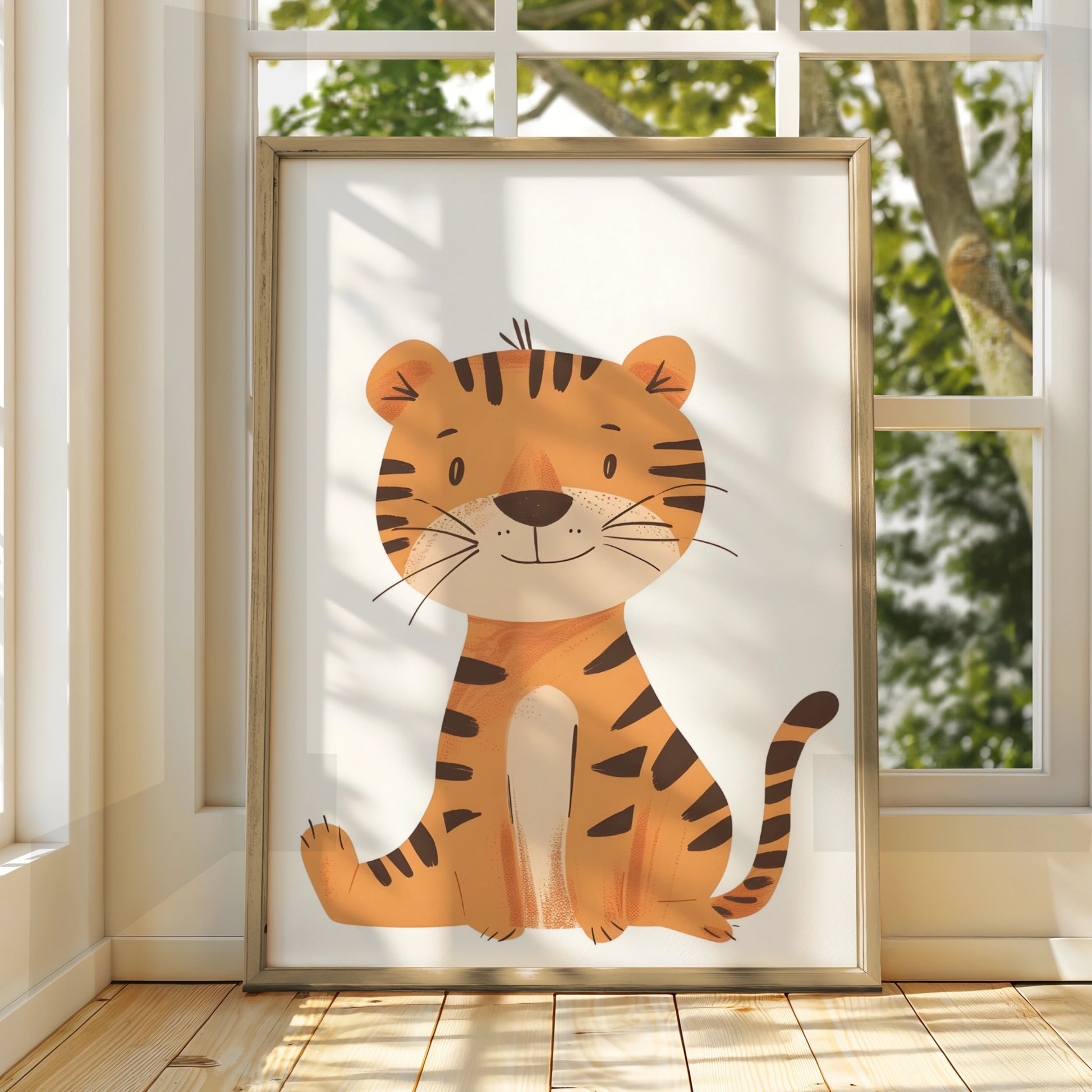 Cute Tiger Nursery Wall Art, Baby Animal Poster, Kids Room Decor, Children's Print