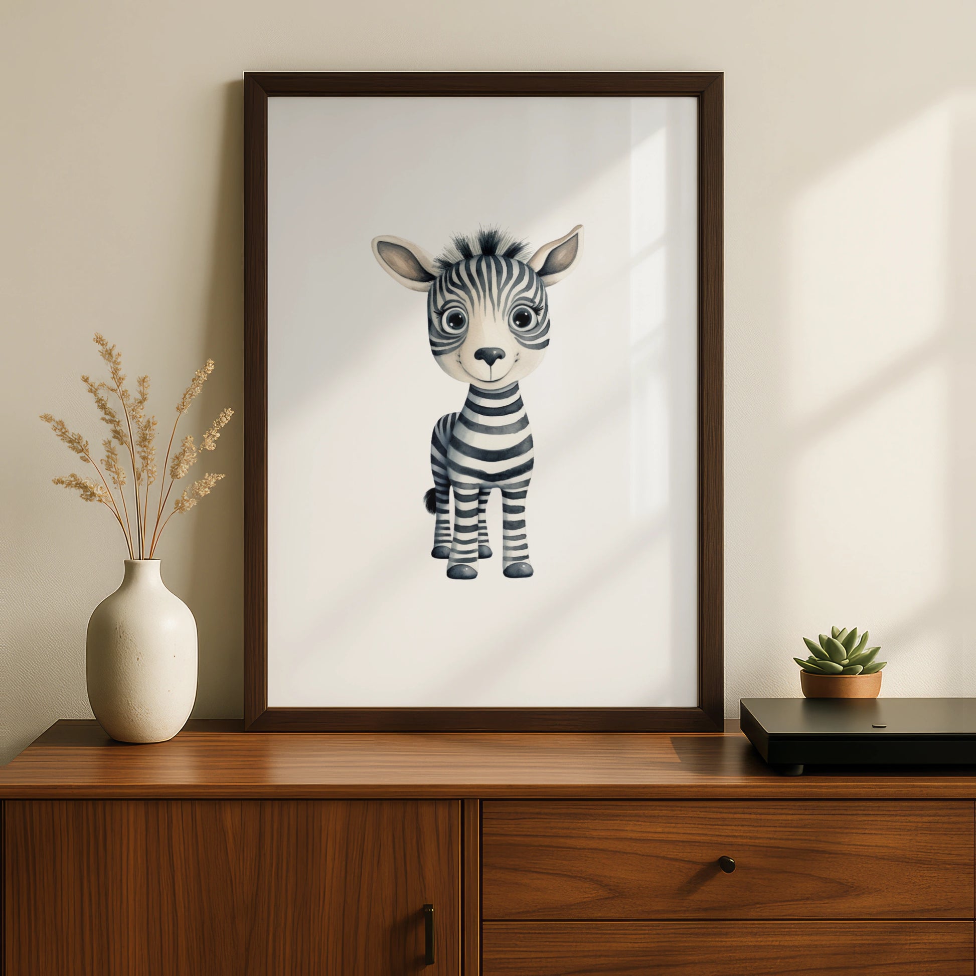 Cute Baby Zebra Nursery Wall Art, Safari Animal Poster, Kids Room Print, Children's Decor
