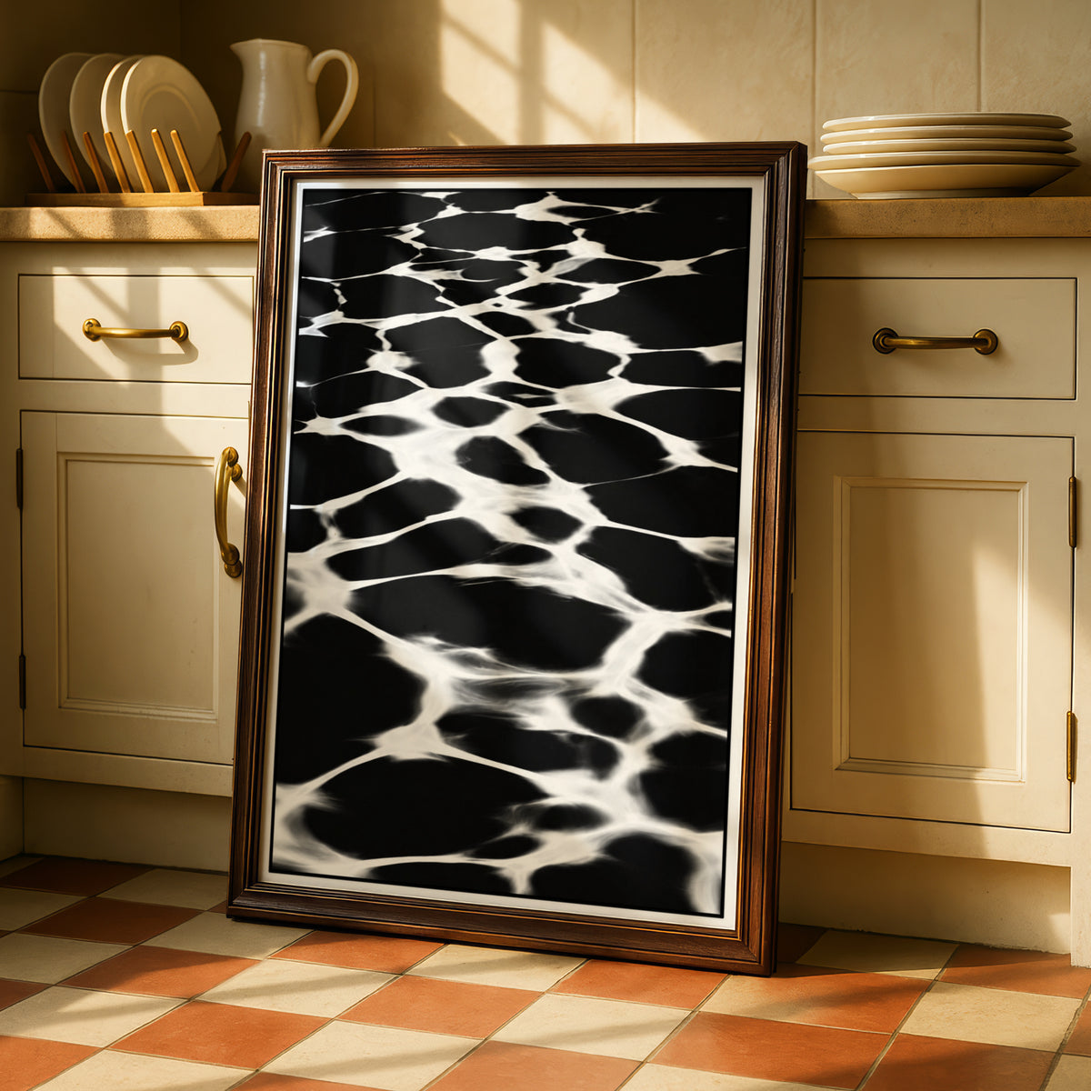 Water Reflection Print, Monochrome Wall Art, Black and White Abstract Poster, Modern Neutral Decor